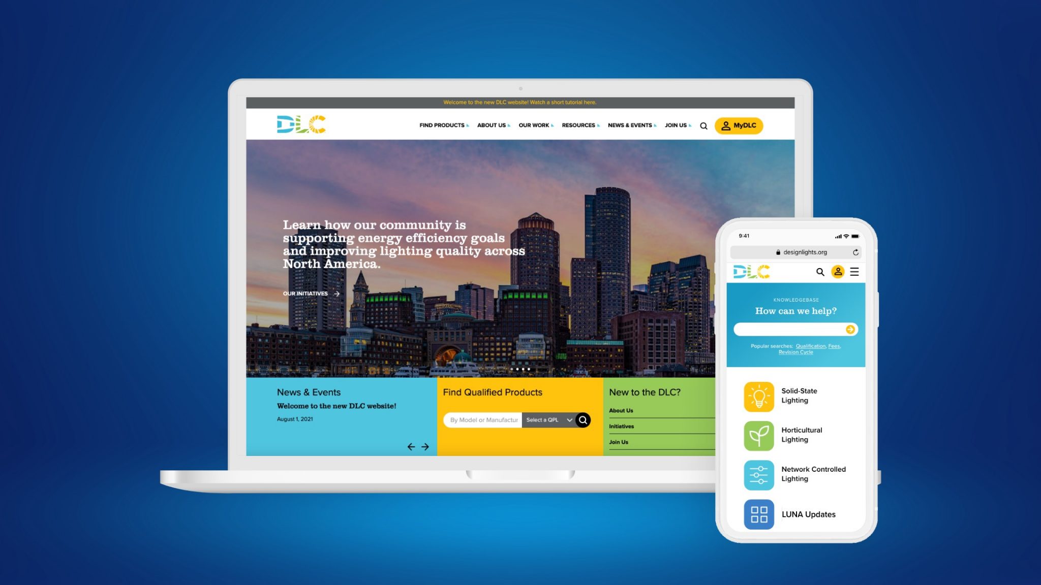 Website interface displayed on a laptop and mobile phone.
