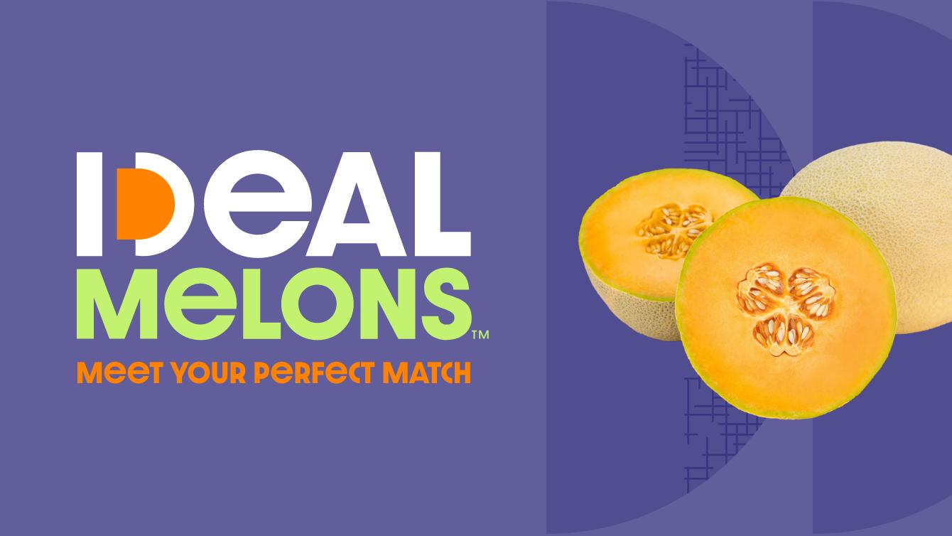 IDEAL Melons Logo - Cantelope on purple background