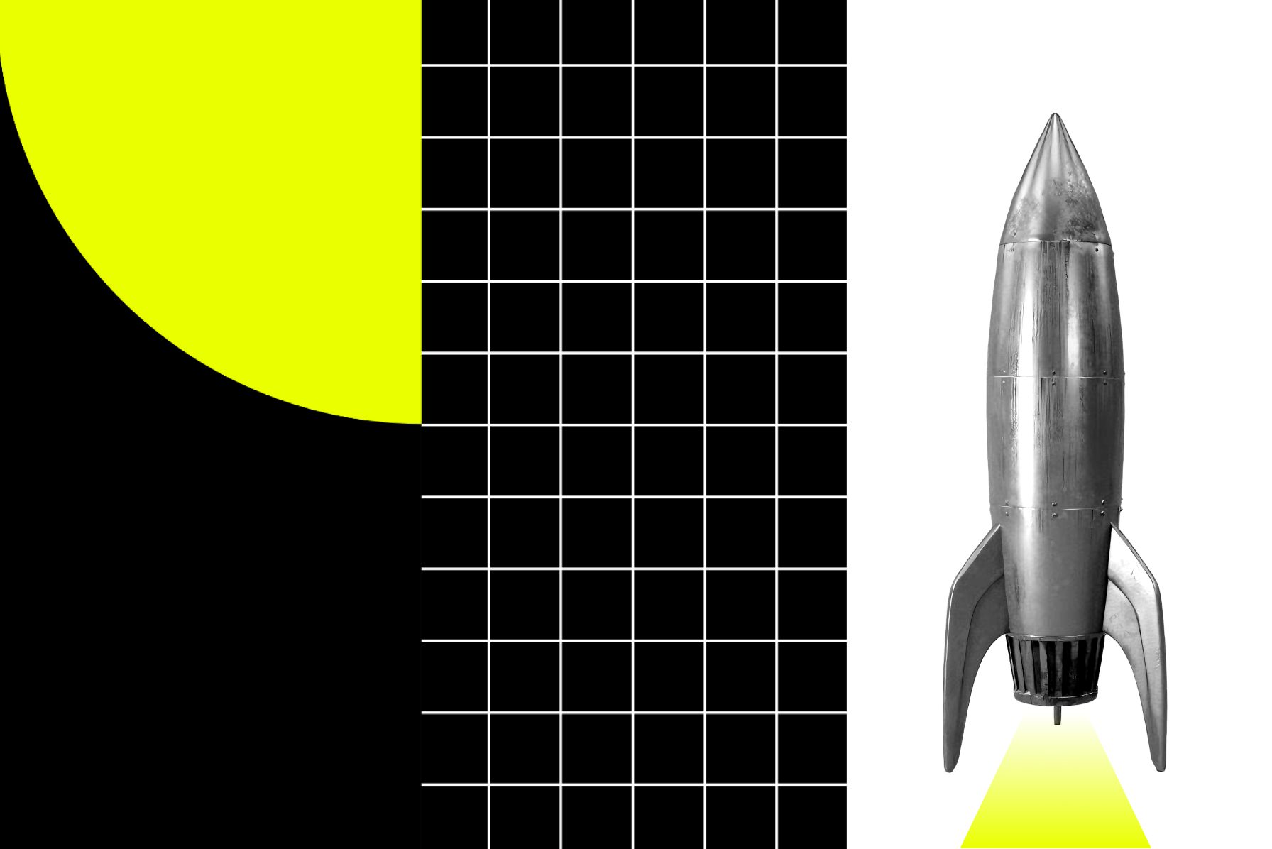 Patterned graphics and rocket ship