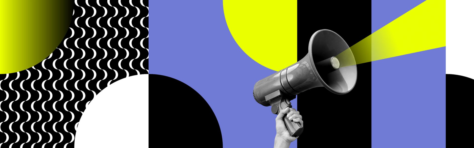 graphic with many patterns and megaphone