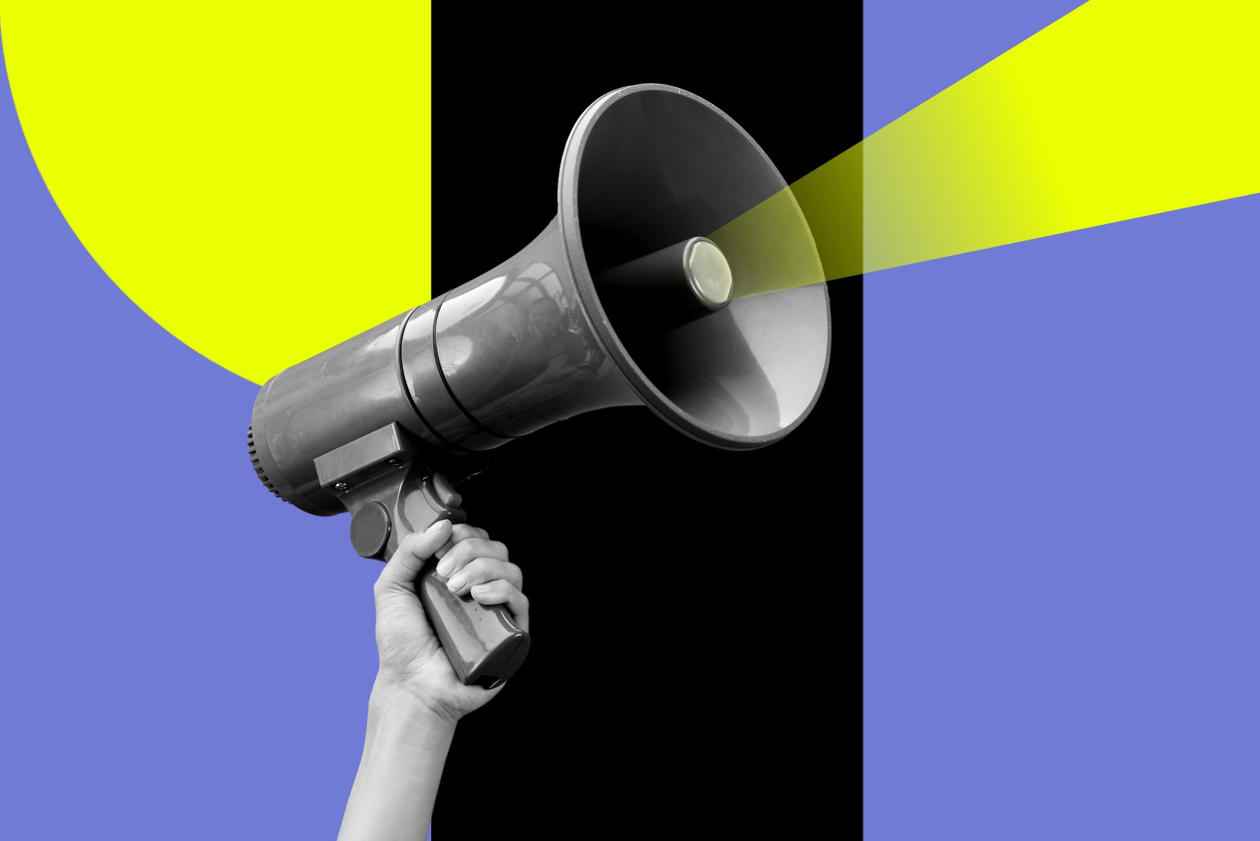 graphic with many patterns and megaphone
