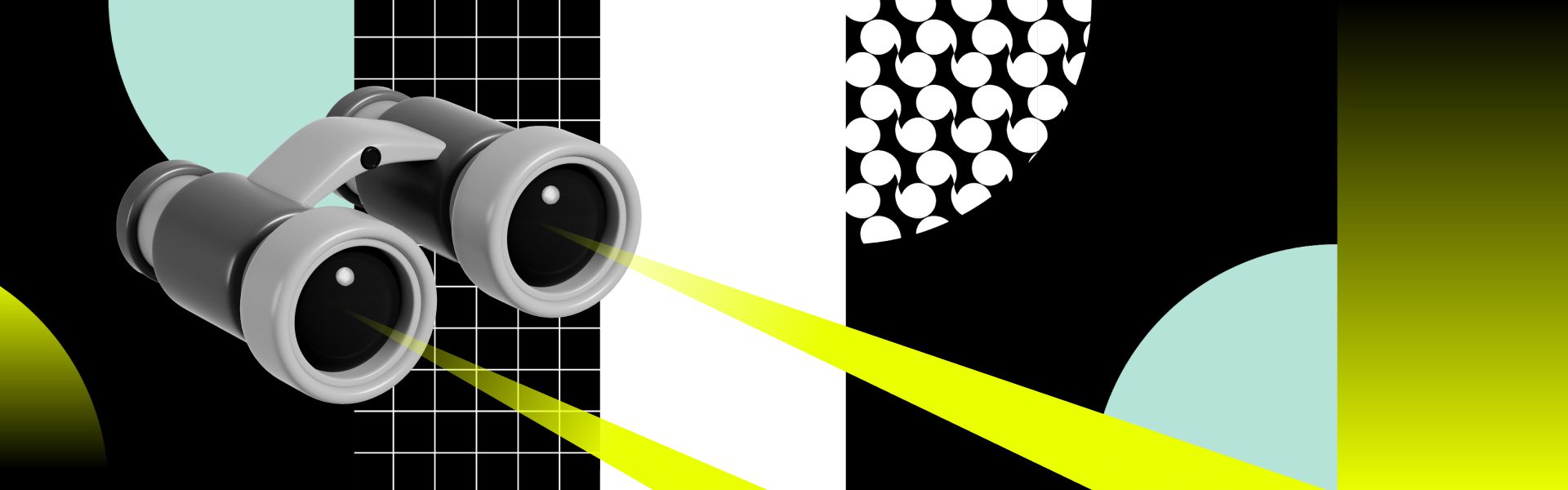 graphic with many patterns and binoculars