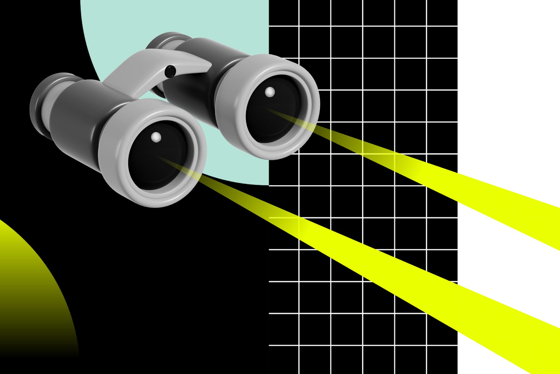 graphic with many patterns and binoculars