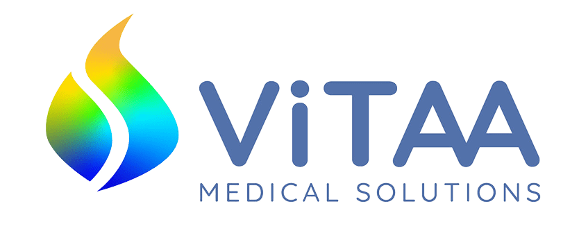 Vitaa logo before, with large flame and bright green, orange and blue gradients