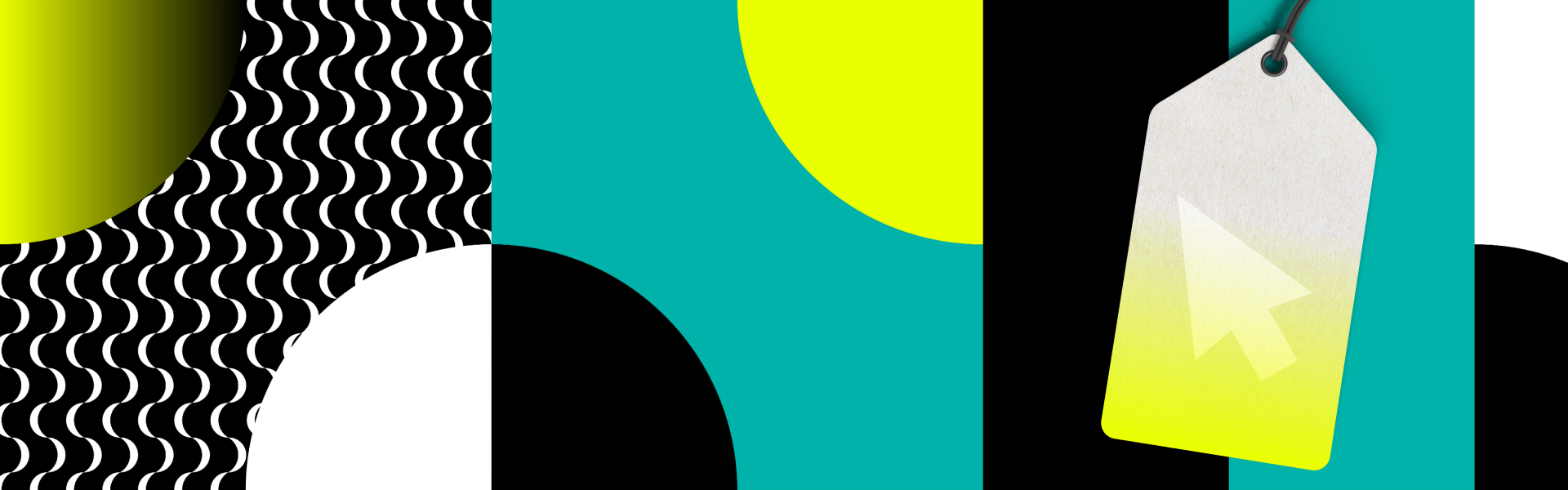 Illustration of a yellow price tag with a cursor icon hovering over it for a blog post about website costs.